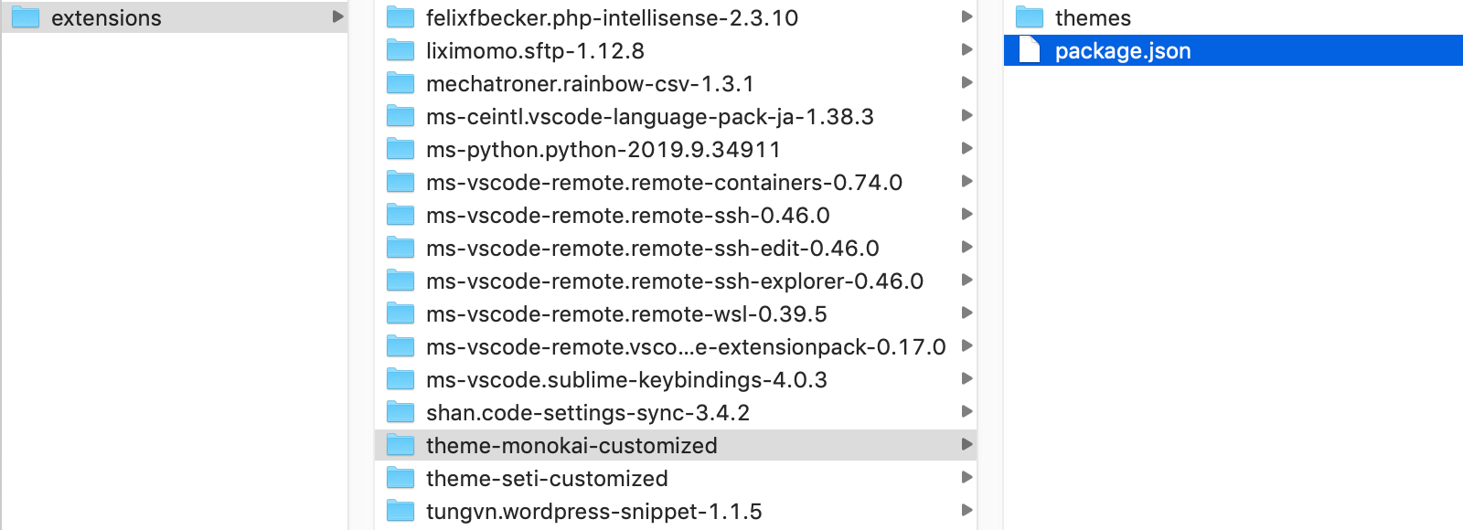 カスタム版Monokaiのpackage.json